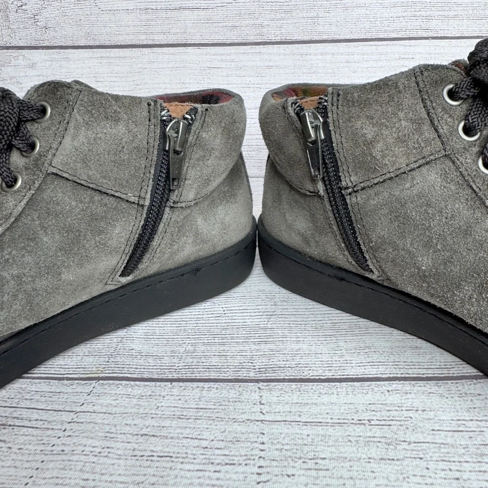 Born F69742 Charcoal‎ Grey Suede Mid Top Zip Sneakers Womens Size 6M